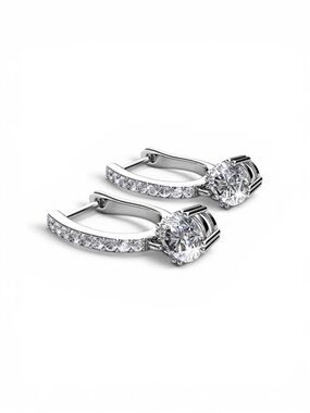 18K White Gold Plated Horseshoe Drop Dangle Earrings – Swarovski Crystal NIB